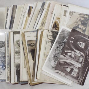 Lote de 100 postales antiguas con fotos reales de personas, edificios, retratos y animales.