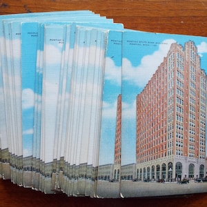 Lot de 51 vieilles cartes postales Pontiac STATE BANK Building Pontiac, Michigan -Neufs inutilisés-