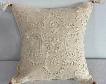 Decorative Throw Pillow Cover | Square Soft Cushion Cover | Traditional Turkish Design Pillow Case  16x16" (40x40cm)