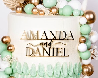 Wedding Cake Charm, Modern Script Gold Acrylic Cake Topper, Acrylic Wedding Cake Decoration, Custom Cake Charms for Wedding
