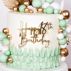 Geburtstagskuchen, Tortencharme, Tortenanhänger, Tortendekoration, Happy Birthday Tortenanhänger, Cake Charm, Gold Acryl