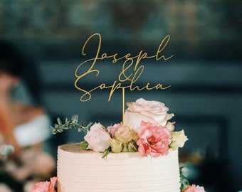 Topper de pastel de boda, topper de pastel de Sr. y Sra., topper de pastel de dos nombres, topper de pastel personalizado, topper de pastel de boda rústico