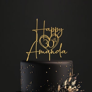 Happy 30th Birthday Cake Topper, Happy birthday cake topper, Custom Cake Topper for Birthday, Personalized  25th 30th 40th 50th Birthday