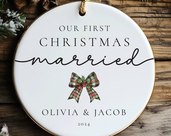 Personalized First Christmas Married Ornament, First Christmas Married Gift, Married Christmas Gift, Custom Newlyweds Gift, Wedding Keepsake