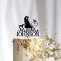 Wedding Cake Topper with Dog, Dog Cake Topper, Bride and Groom Cake Topper for Wedding, Pet Silhouette Cake Topper, Cat Cake Topper product logo