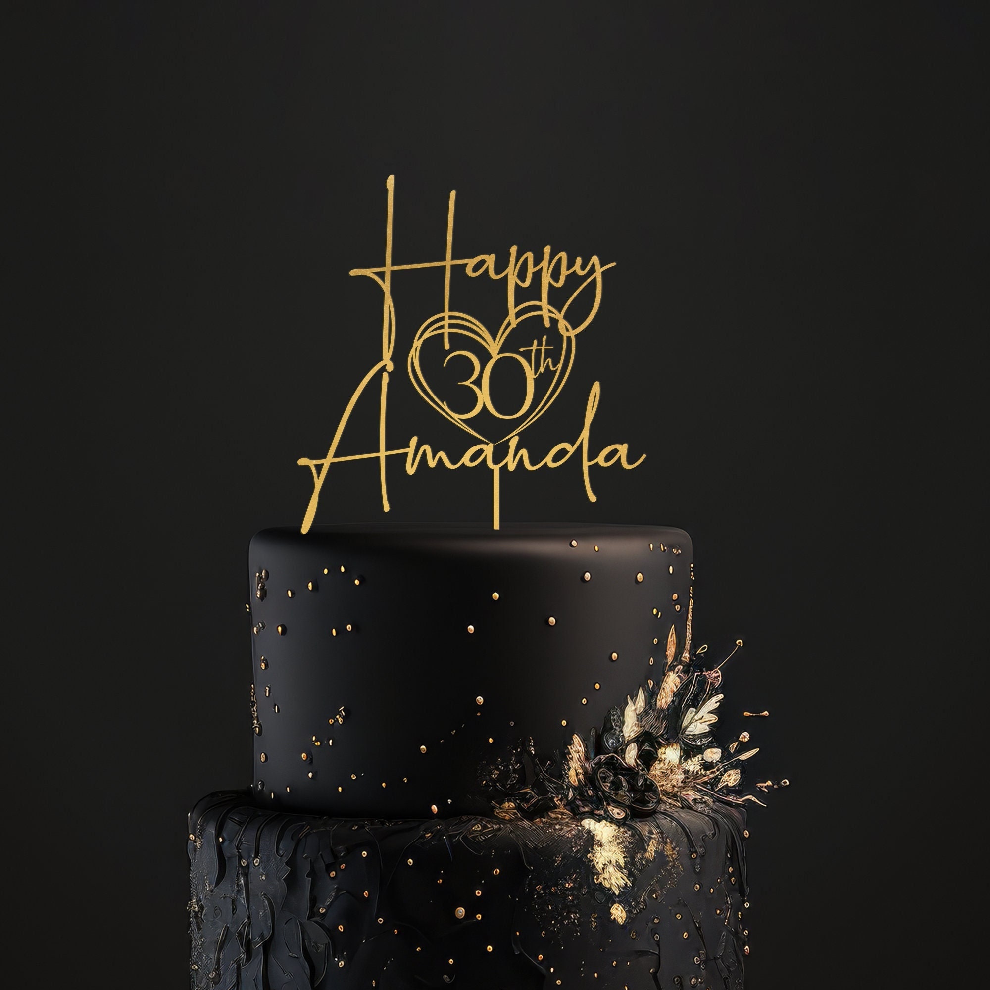 Happy 30th Birthday Cake Topper, Happy birthday cake topper, Custom Cake Topper for Birthday, Personalized  25th 30th 40th 50th Birthday