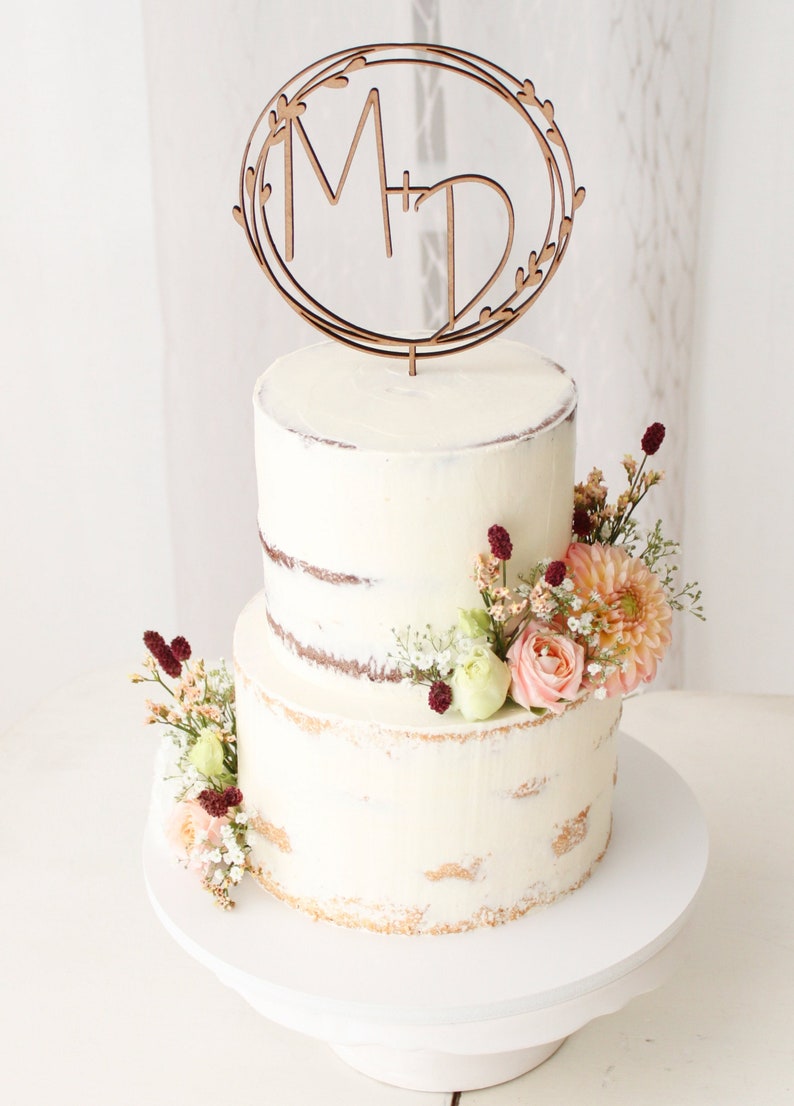 Gouden monogram bruidstaart topper gepersonaliseerd, aangepaste initialen taart topper, de heer en mevrouw taart topper, verjaardag doop taart topper afbeelding 4