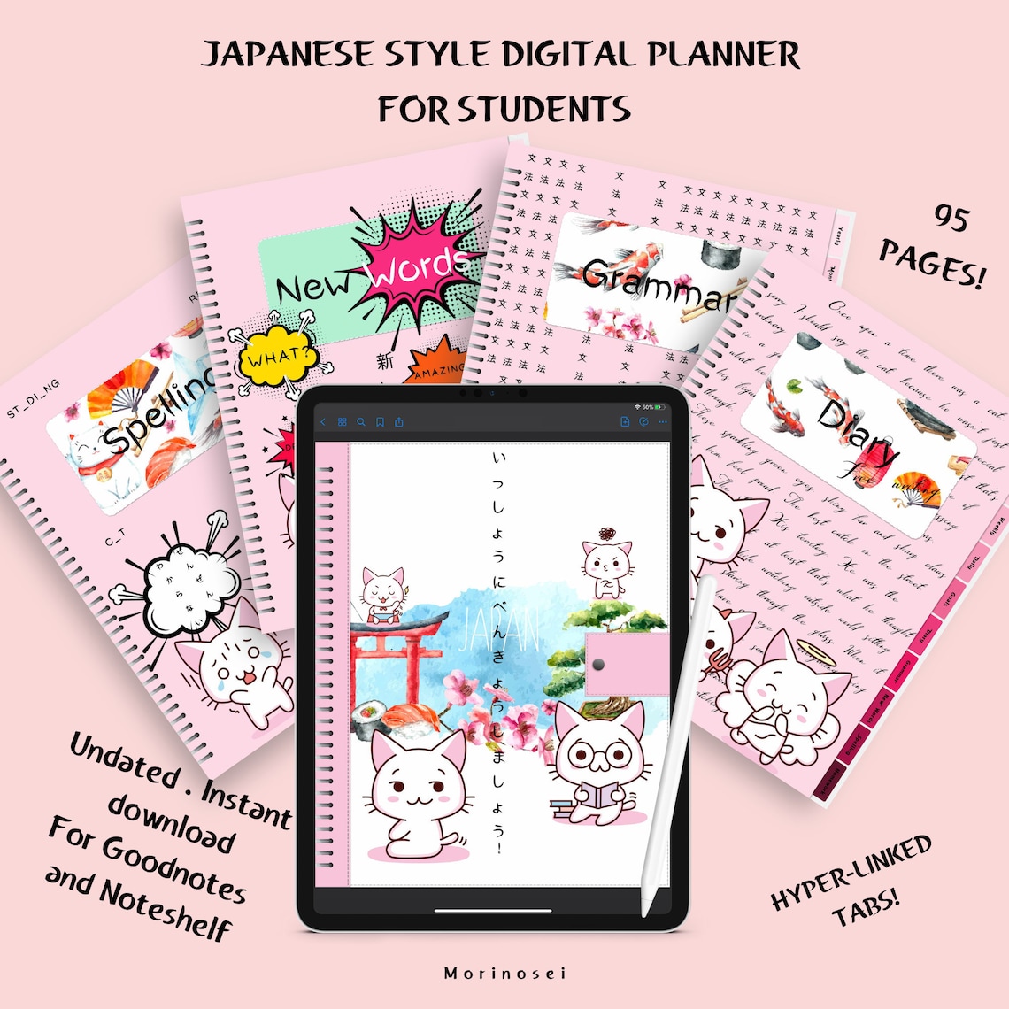 Japanese style digital planner for students kawaii planner Etsy