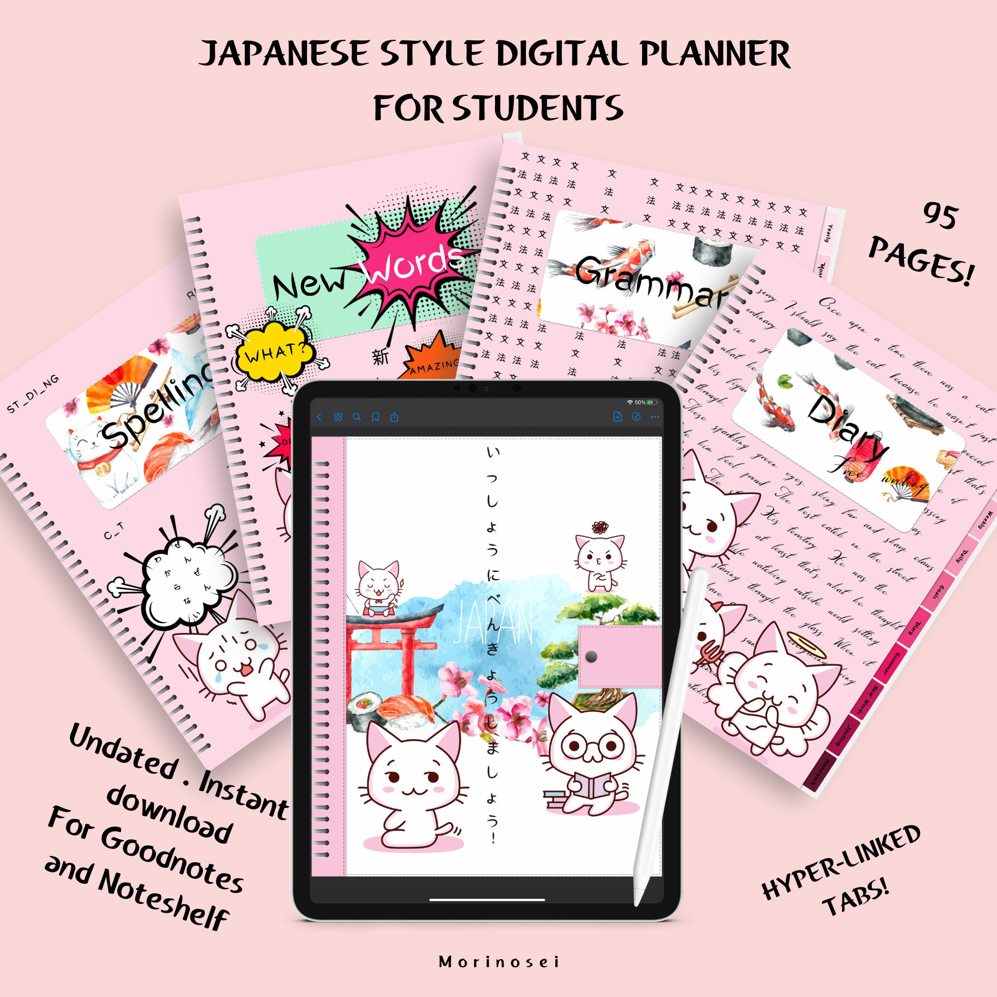 Japanese style digital planner for students kawaii planner Etsy