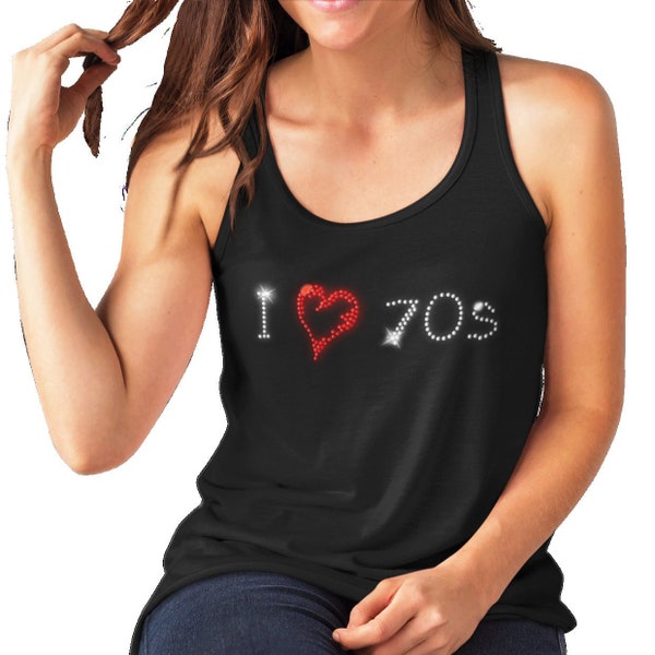 I Love 70s  - SEVENTIES Crystal Rhinestone design Ladies Vest - all sizes