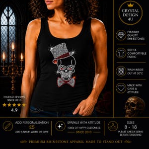 Rhinestone Skull & Hat Tank Top – Gothic Biker Vest