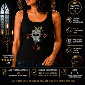 Rhinestone Skull Cross Tank Top – Gothic Biker Vest