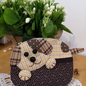 Hand genähte Hunde Münztasche, Reißverschlusstasche, Stofftasche