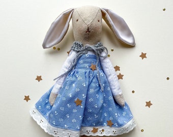 Keepsake bunny doll, fabric bunny doll, nursery decor, christening gift, nursery accessories