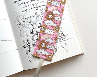 Liberty fabric bookmark, Liberty follow the sun, personalised bookmark, celestial bookmark, fabric bookmark, book lover gift, readers gift