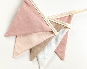 Linen bunting, wall decor, nursery bunting, baby shower, baby room, garland, playroom decor