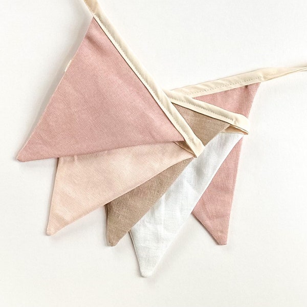 Linen bunting, wall decor, nursery bunting, baby shower, baby room, garland, playroom decor