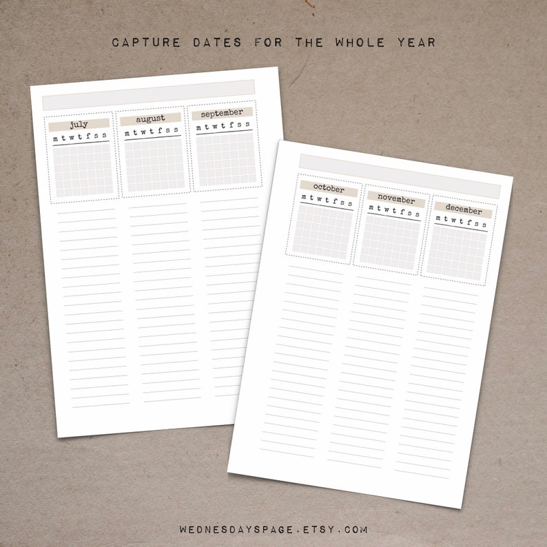 A5 Undated Future Log Printable / Bullet Journal Printable / Future Log ...