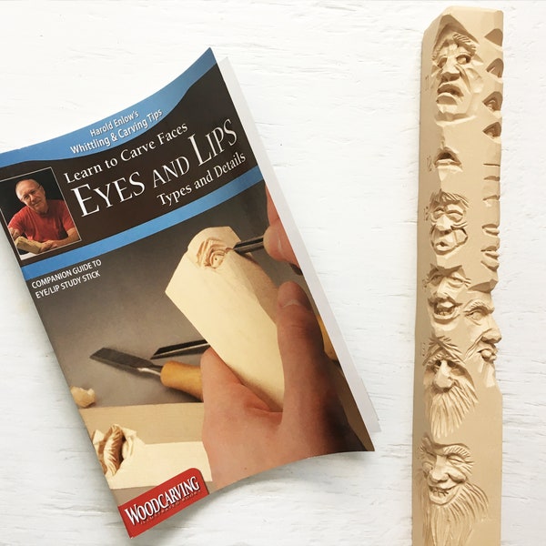 Study Stick: Eyes and Lips Wood Carving Study Stick Kit - Wood Carving Kit - Whittling Kit for Beginners
