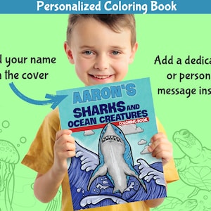 Personalized Coloring Book: Sharks & Ocean Creatures - Custom Gift- For Kids -  Shark Week Gift