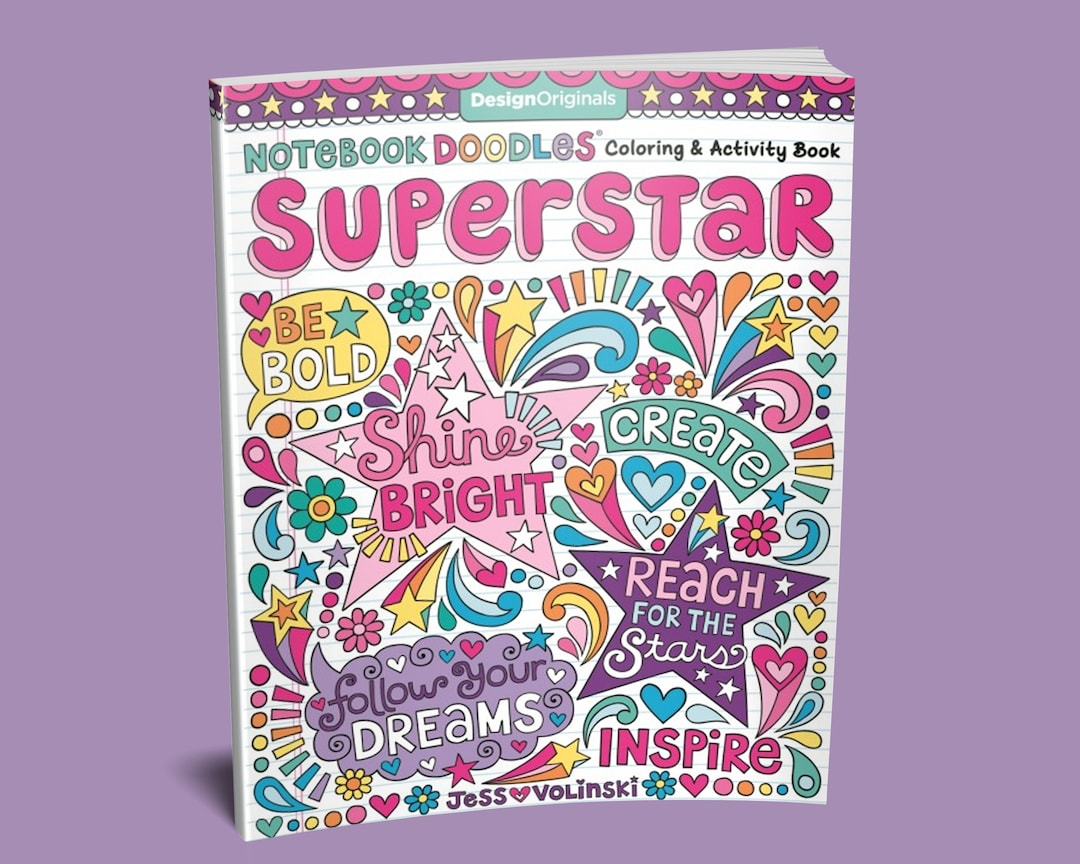 Coloring Book Notebook Doodles Superstar Coloring Book Teen Etsy
