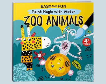 Easy and Fun Paint Magic with Water - Zoo Animals - Paintbrush Included - Kids Activity Book