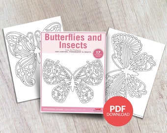 Patterns: Butterflies and Insects Printable Patterns - PDF Download - Woodworker Gift - Wood Carving Gift