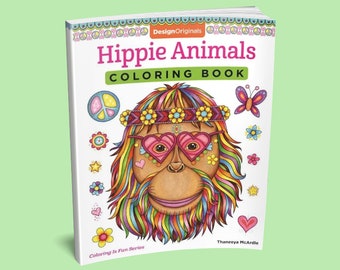 Coloring Book: Hippie Animals Coloring Book - Adult Coloring Book -