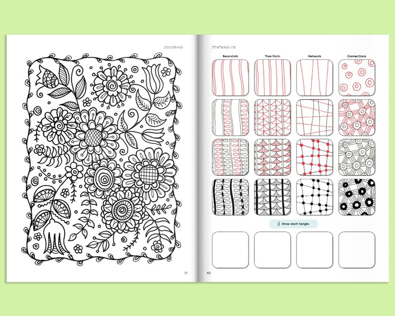 Zen Drawing Workbook Zentangle Book Doodling Gifts Etsy