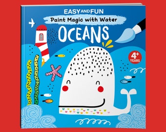 Easy and Fun Paint Magic with Water - Oceans - Paintbrush Included - Kids Activity Book