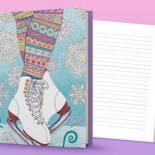 Journal/Notebook:  Hello Angel Lined Skates - Gift for Figure Skater - Ice Skating Gift - Girls Journal - Journal Sale - Back to School Sale