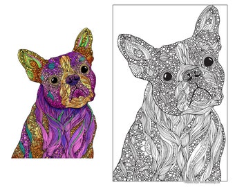 24x36 Adult Coloring Poster:  Buddy the Boston Terrier Dog, DIY Wall Art –Coloring Activity
