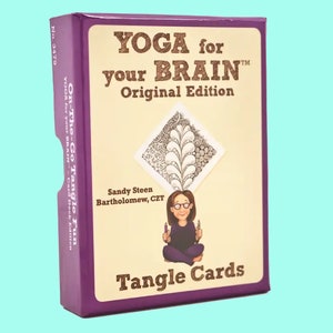 Cards: Yoga for Your Brain Tangle Card - Zentangle Drawing - Drawing Activities for Adults - Mental Health Activities
