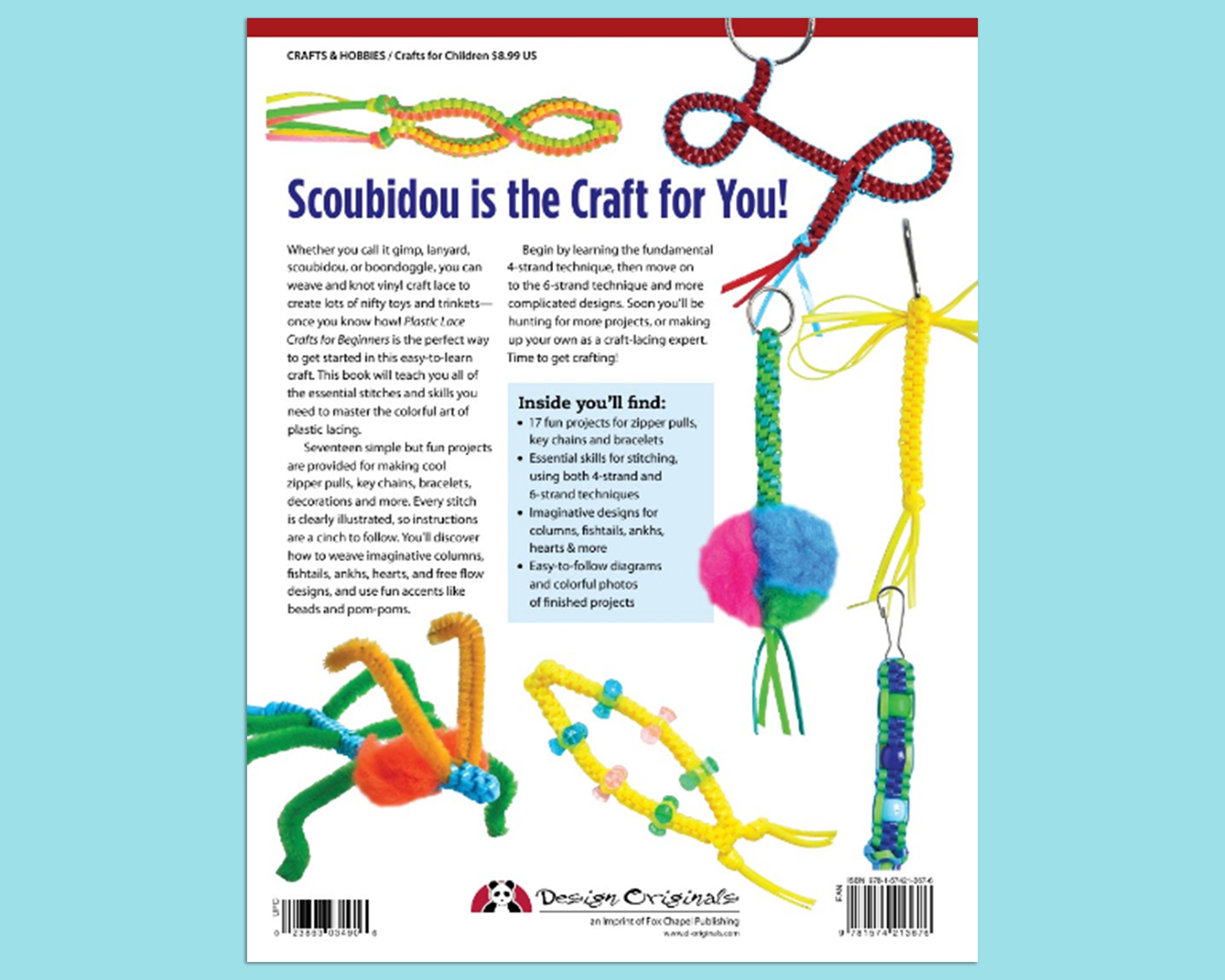 Book: Plastic Lace Crafts Book Scoubidou Gimp Cord Projects Kids Craft  Projects Vinyl String Patterns 