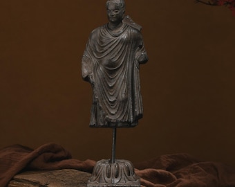 Estatua de Buda de piedra - Antigua estatua de Bodhisattva de esquisto de Gandhara/Decoración del hogar, Escultura de Buda, Aniversario familiar, Regalo, Navidad, Arte decorativo
