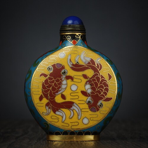 Asia - Vintage copper bottle, cloisonne shops snuff bottle, colorful bottles, unique gift