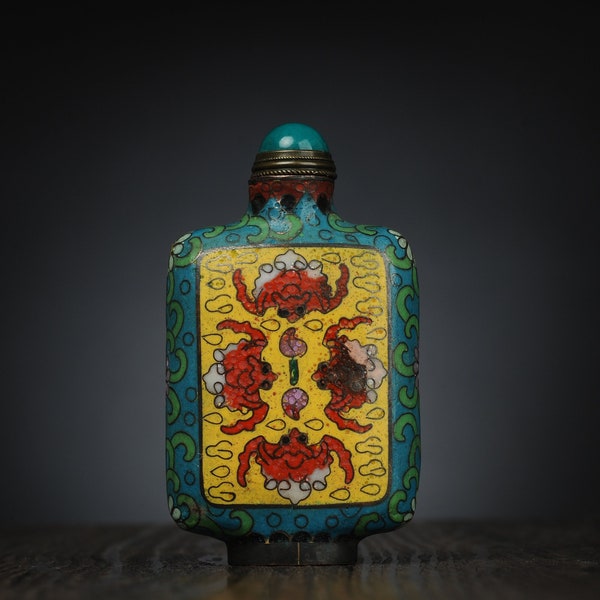 Asia - Vintage copper bottle, cloisonne snuff bottle, colorful bottles, unique gift