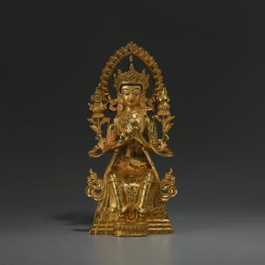 Messing Maitreya Boeddhabeeld - Tibetaans/Nepalees Jampa-beeldje