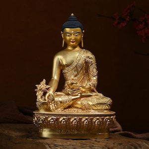 Exquisite Medicine Buddha, Bronze Buddha Statue, Prayer, Ceremony, Unique Gift