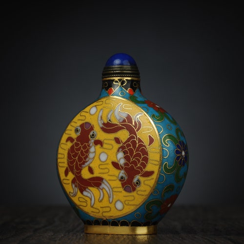 Asia - Vintage copper bottle, cloisonne shops snuff bottle, colorful bottles, unique gift