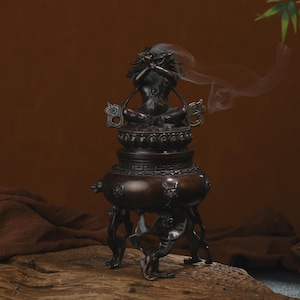 Tibet/Nepal antieke bronzen wierookbrander: verzamelobjecten, geschenken, boeddha, ornamenten, antiek, handwerk, verjaardagscadeaus, kerstcadeaus