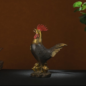 Vintage Bronze Rooster Sculpture: Animal Statue (17x7x23cm)