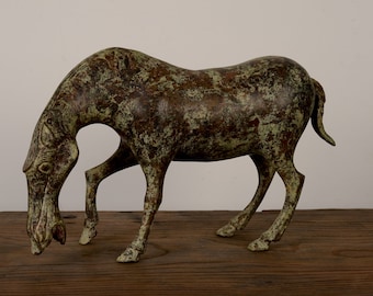 Asian Bronze Sculpture-Vintage Bronze Horse, Bronze Art Deco, Horse Sculpture, Horse，Book room art