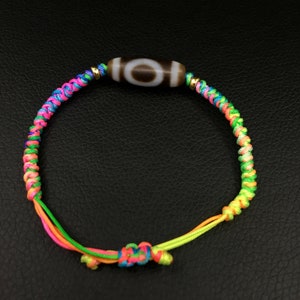 Vintage Achat Dzi Perlen Armband: Tibet Himalaya Amulett Rosenkranz