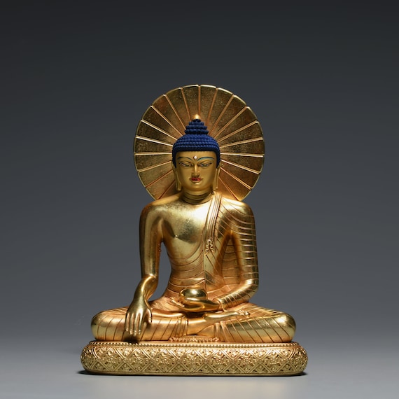 中国 古銅塗金 チベット仏 仏像 M R8661 チベット 仏像 ブロンズ製