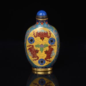 Vintage Copper Cloisonne Snuff Bottle: Colorful Asian Decor