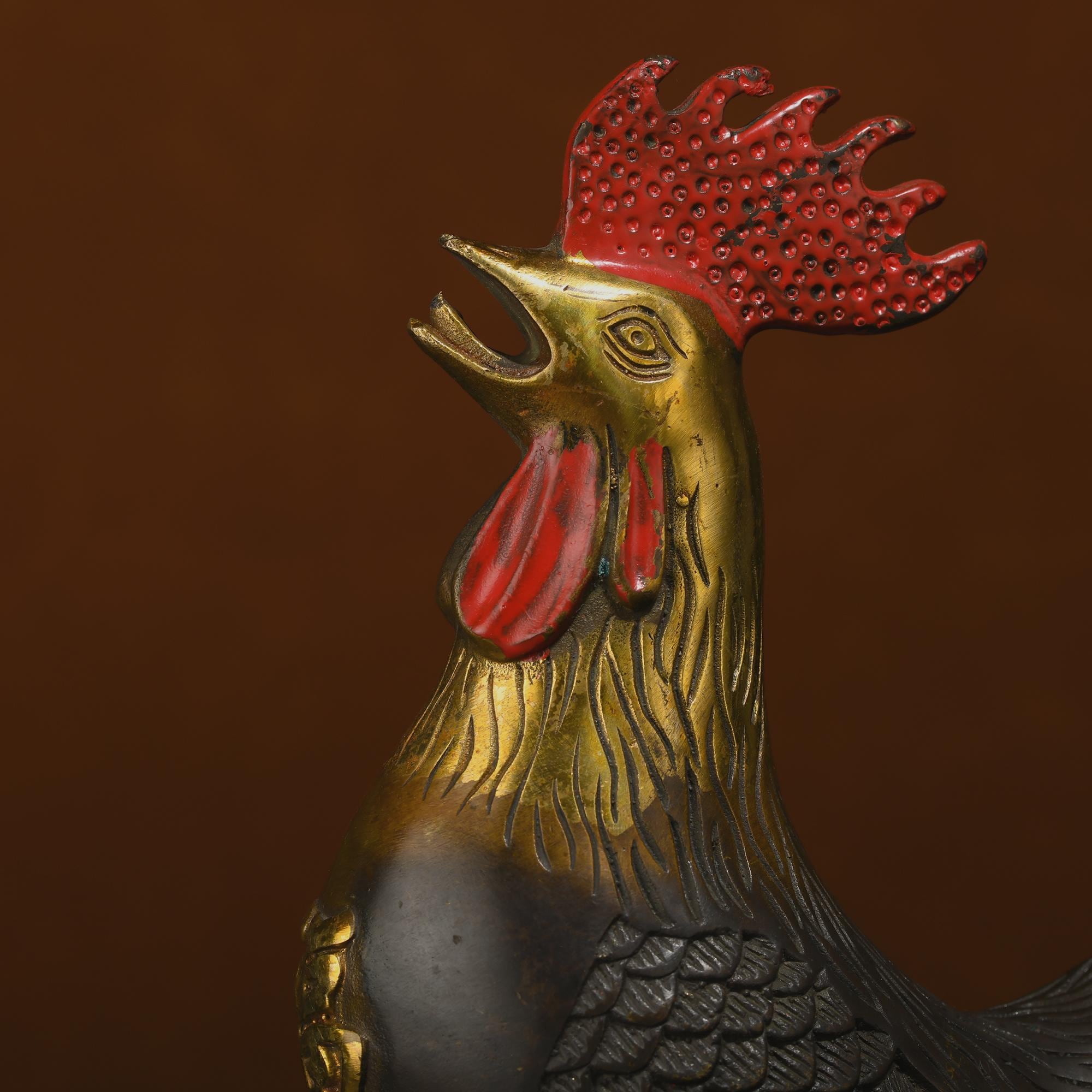 ヴィンテージブロンズ雄鶏彫刻：動物像（17x7x23cm） - Etsy 日本
