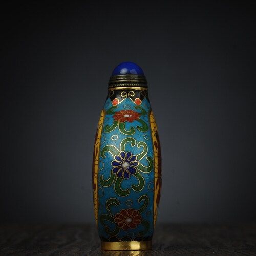 Asia - Vintage copper bottle, cloisonne shops snuff bottle, colorful bottles, unique gift