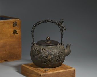 Tetera japonesa de hierro fundido, tetera de hierro con diseño de dragón.
