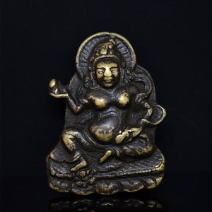 Mini Bronze Yellow Fortuna - Tibet / Nepal&#39;s Little Bronze Statue - Tibetan Buddhism Meditation / Prayer, Amulet.